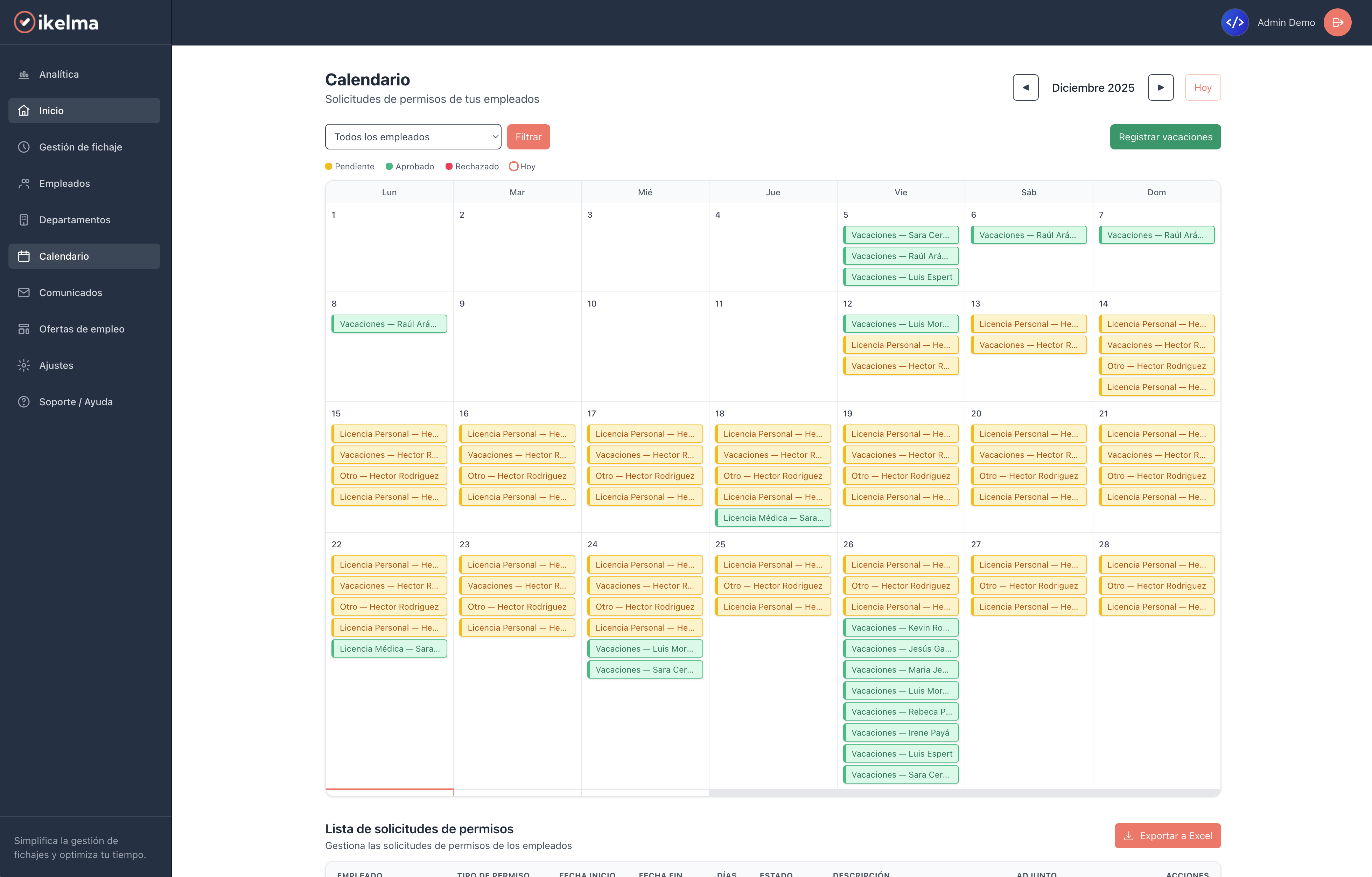 Calendario Laboral Inteligente: Visibilidad Total, Cero Conflictos